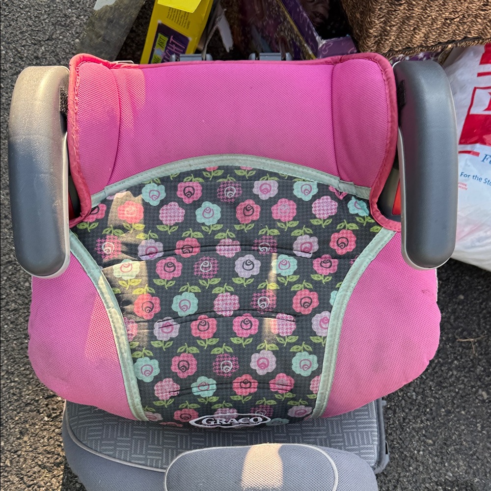 Graco Pink and Gray Floral Booster Seat